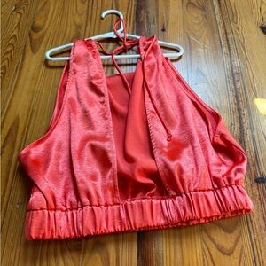 Open back preppy tank coral
